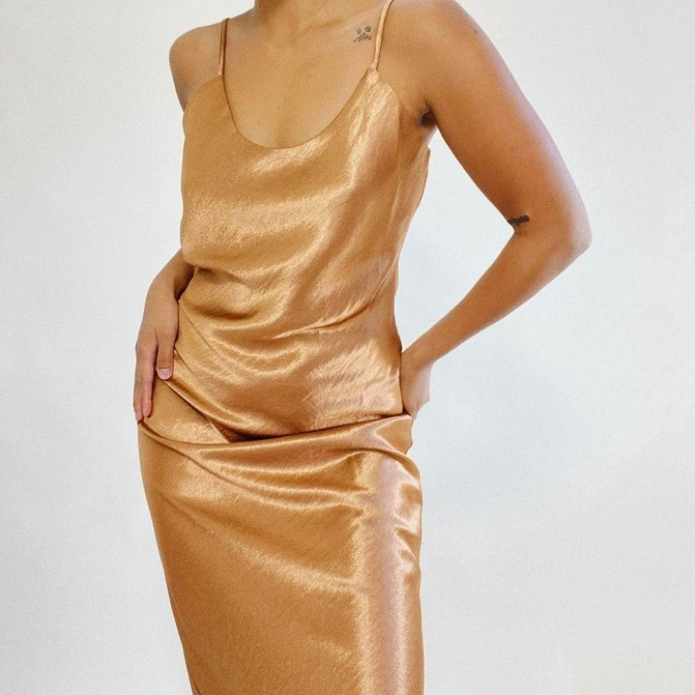 Touch Me Gently Cami Midi Dress (Brown Sugar) - Picture 3 of 10